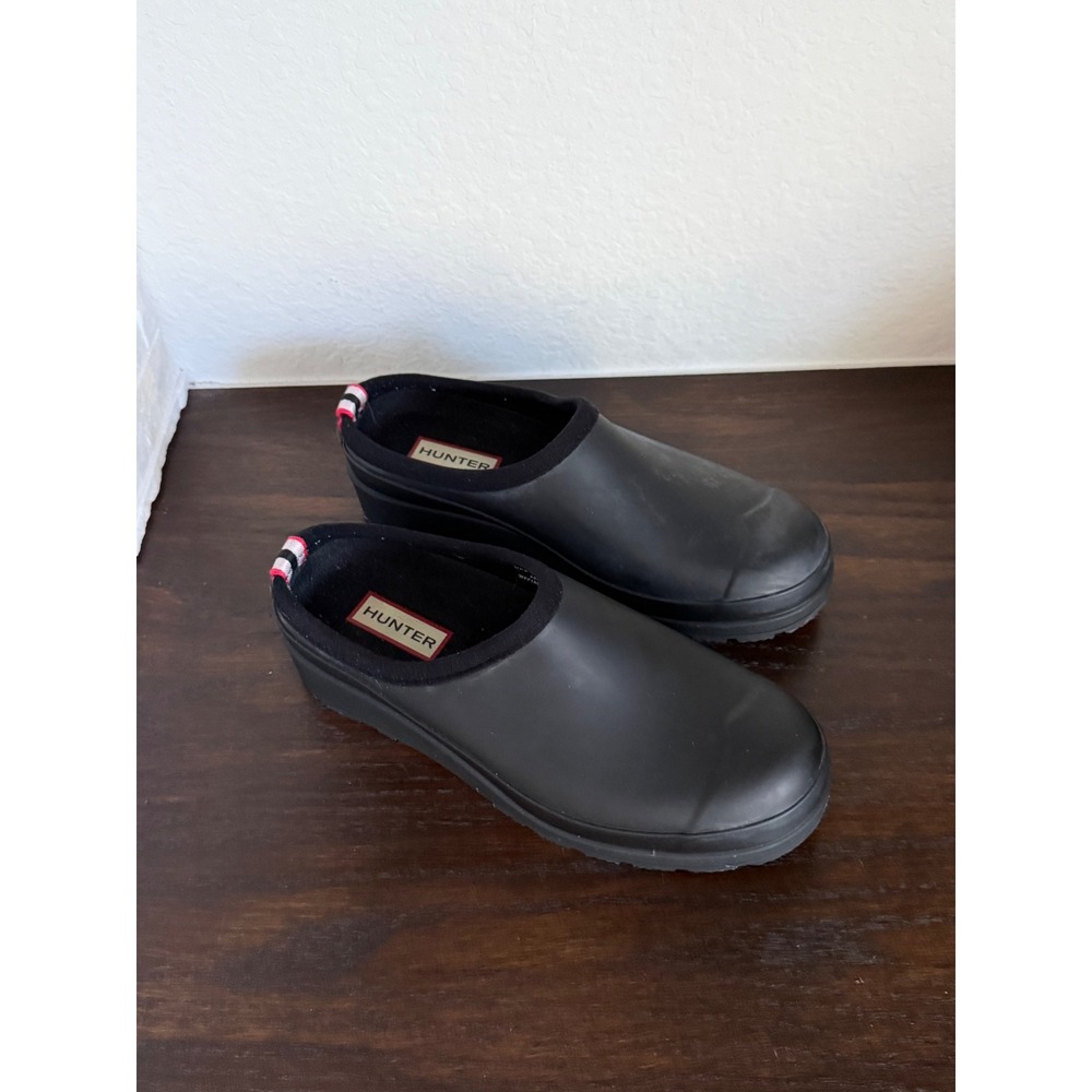 Hunter Original Play Clog Black Rubber Waterproof Slip On Garden Mules Womens 5
